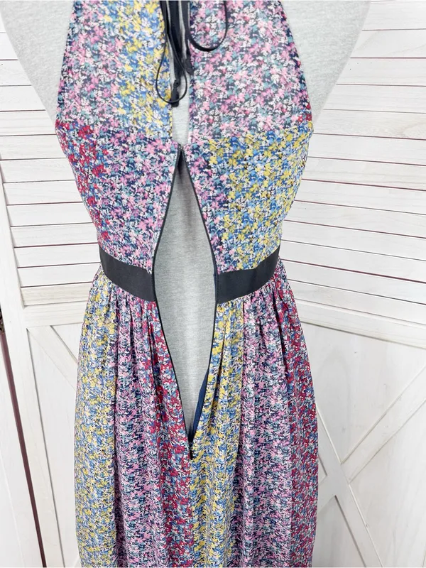 BCBGeneration Confetti Floral Halter Maxi Dress Pink‎ Multi Size 2 Twee Cottage - Image 8