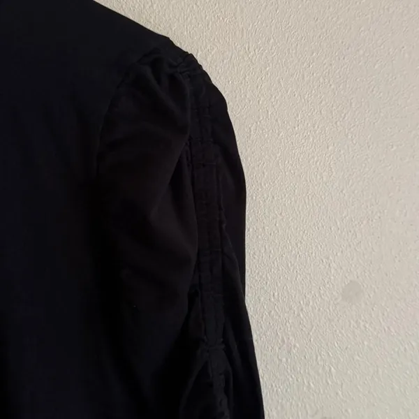 Veronica Beard Waldorf Ruched Sleeve T-Shirt Black Pima Cotton Size Small - Image 3