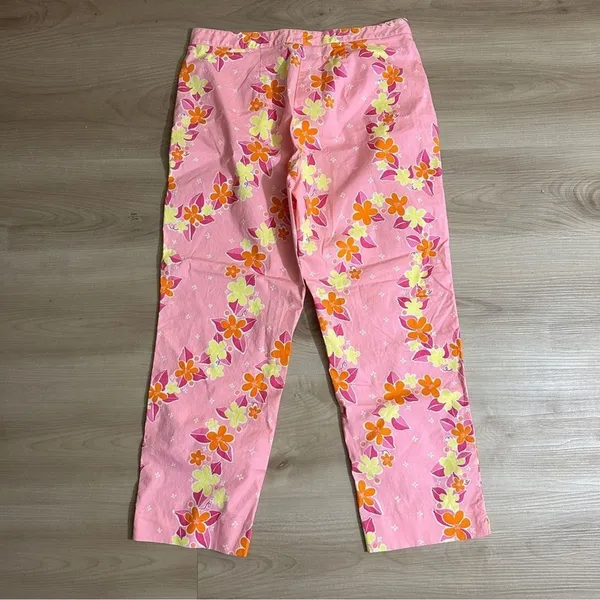 Lilly Pulitzer Crop Pants Pink 6 Women Floral Bi-Stretch Tropical Summer - Image 11