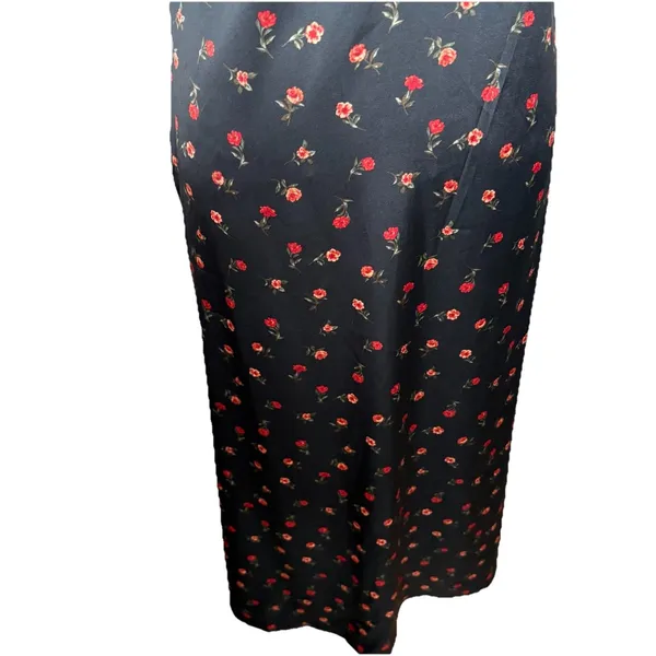 Altar'd State Black Sexy Red Floral Slip Dress Lace V neck Maxi Size Medium - Image 3