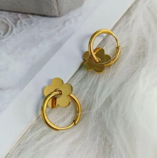 Flower Dangle Drop Earrings for Women 2 in 1 Design Fashion Elegant Style - Image 2