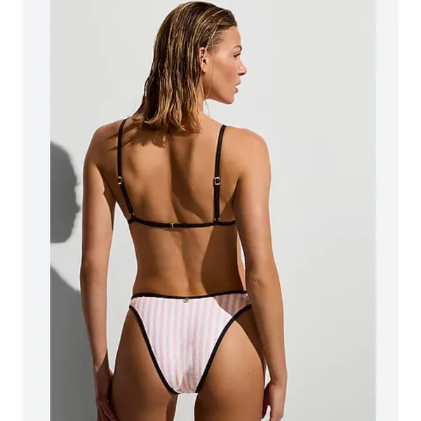 Victoria's Secret Heritage Stripe Sequin Two Piece Bikini Brazilian Pink White S - Image 2