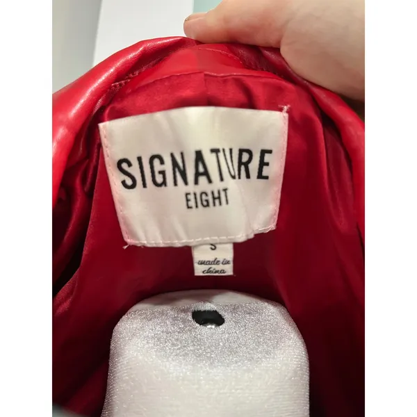 Moto Y2K Signature Eight Red Faux Leather Cropped Wrap Blazer Jacket‎ Small S - Image 4