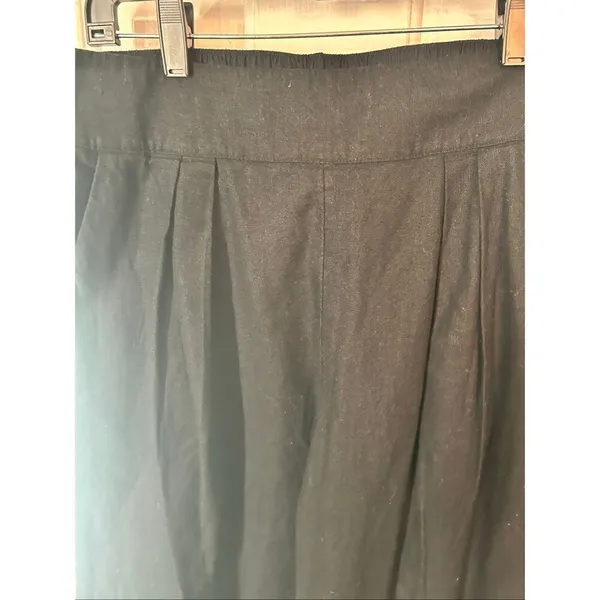 Abercrombie & Fitch black sz M linen wide leg pants w stretchy back linen & cott - Image 2