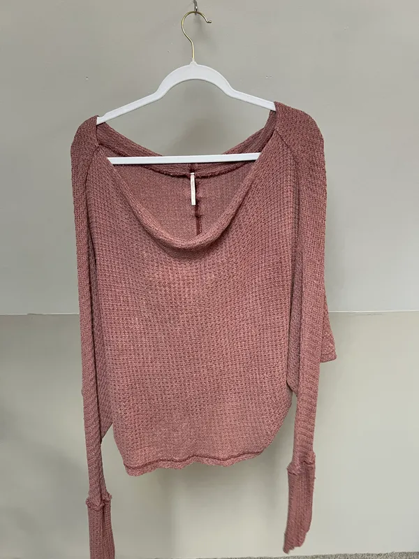 Free People Mauve Slouchy Knit Long Sleeve Top - Image 2