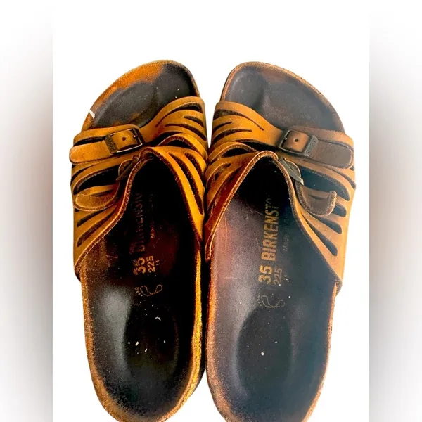 Birkenstock Papillio Lola Vintage Brown Leather Sandals EU35 Narrow Rare in FUC - Image 3