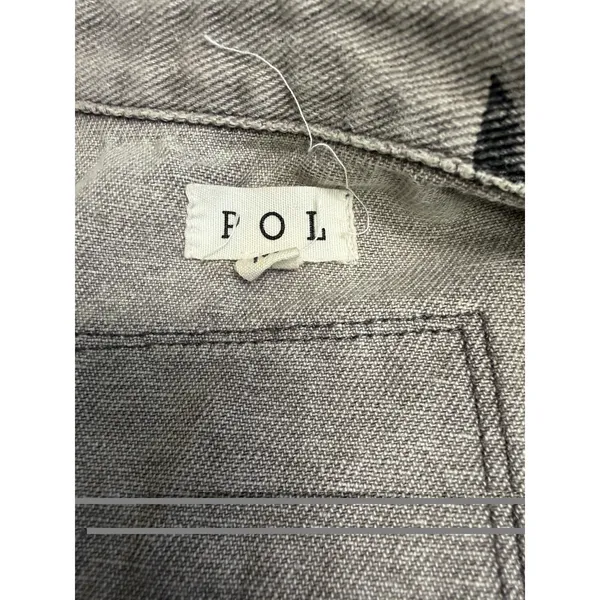 POL Gray Black Denim Distressed Denim Jacket Western Grunge 90s Streetwear - Image 5