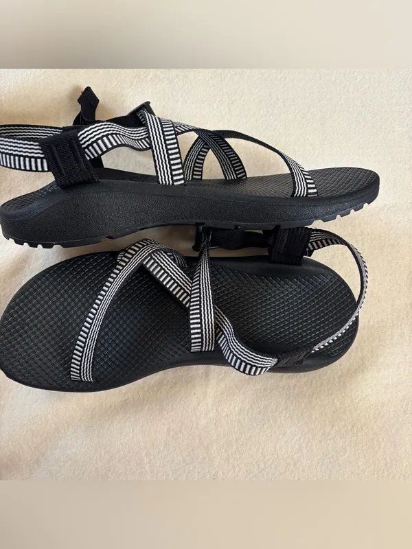 Chacos Black Women's Strappy Outdoor Sandals with White Stripe Detail Size W10 - Image 3