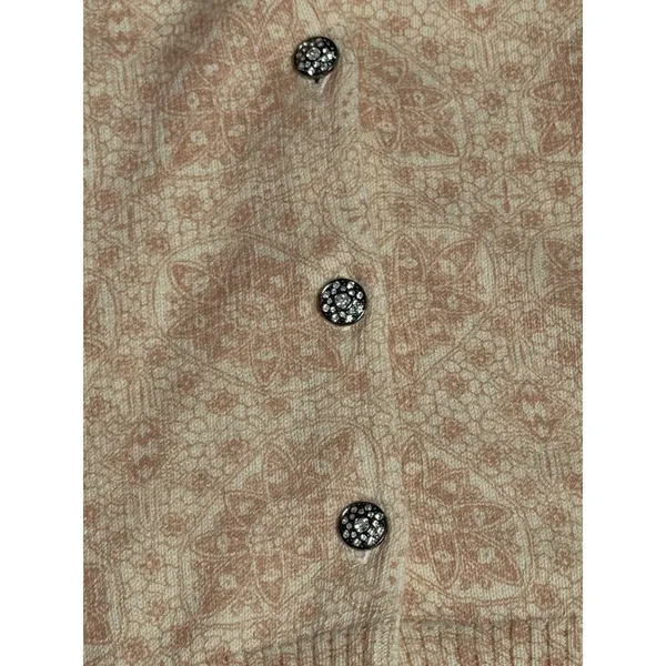 VINTAGE Gap Wool Angora Cardigan Sweater Women S Cream‎ Rhinestone A1-0031 - Image 3