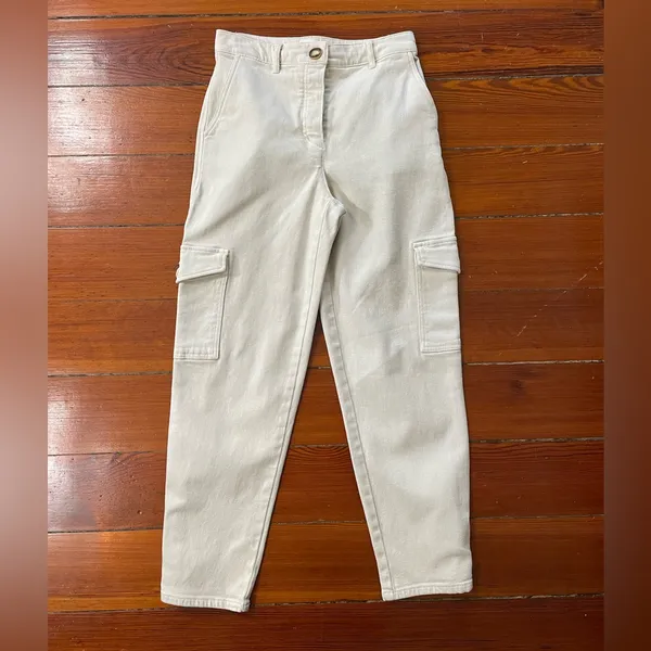 Wilfred Free Modern Cream Utility Cargo Pants Tab Hem Size 4🧡🎀 - Image 9