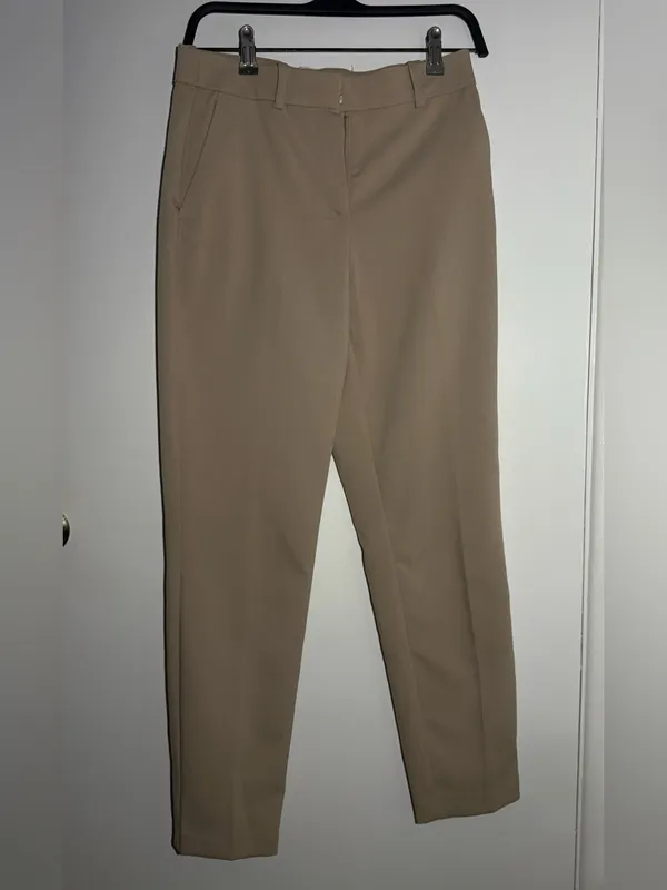 H&M Women's Straight-Leg High-Waist Trousers - Beige - Image 2
