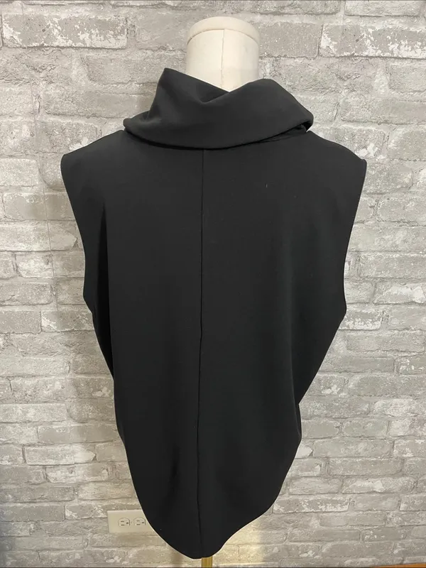 Zara Black Sleeveless Draped Neck Top - Image 3
