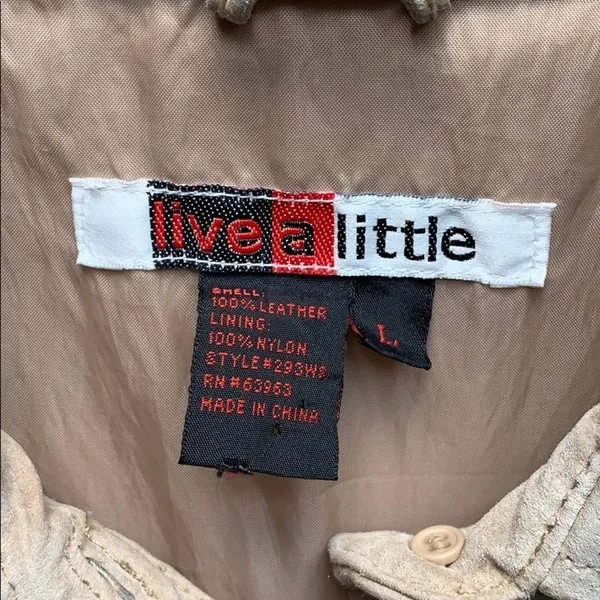 Vintage Live A Little Leather Button Down Jacket Top Size Large - Image 10