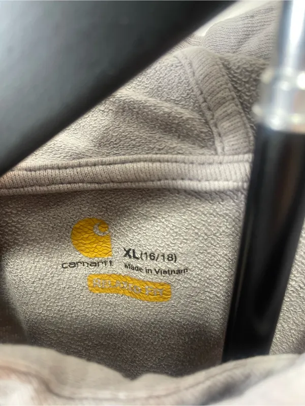 Carhartt Light Gray Pullover Hoodie Sweatshirt - Image 4