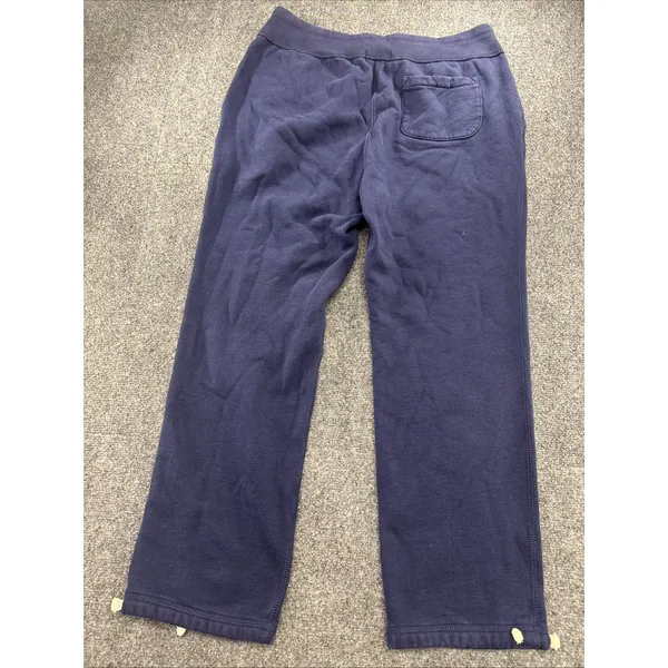 Polo Ralph Lauren Womens L Navy Fleece Sweatpants Yellow Pony Drawstring - Image 4