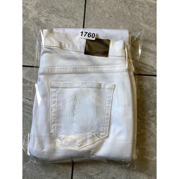 True Religion Cora Mid Rise Straight Distressed White Jeans Womens 28 Raw Hem - Image 10