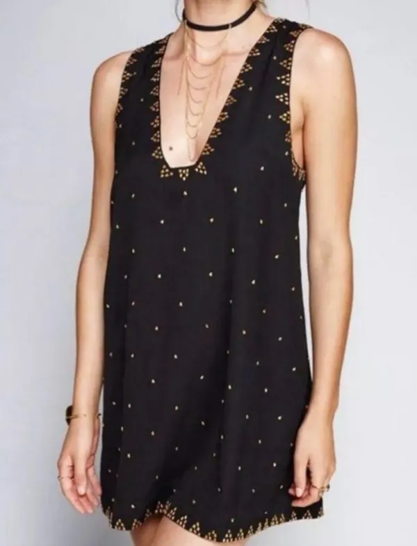 Free People Soho Studded Dress in Black Size 10 - Image 13
