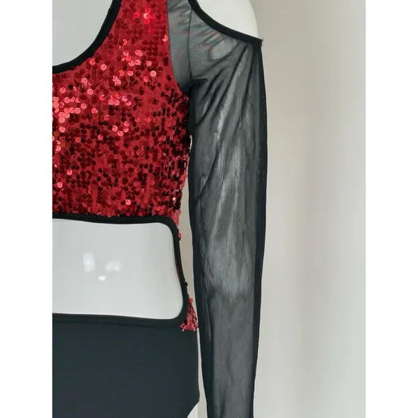 Weissman Dance Leotard Women’s Adult Medium MA Sequin Costume Long Sleeve - Image 9