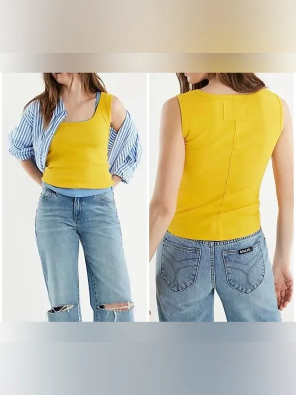 NWT Free People We The Free Hummingbird Tank - Solar Flare Yellow - Large - Image 2
