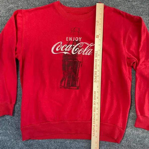 Coca Cola Bottle Graphic Long Sleeve Crewneck Red Sweatshirt Casual Cozy Holiday - Image 6