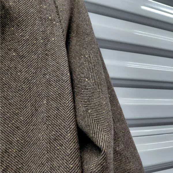 NKN Nekane Womens Wool Blend Coat Sz Small Brown Herringbone Faux Fur Old Money - Image 11