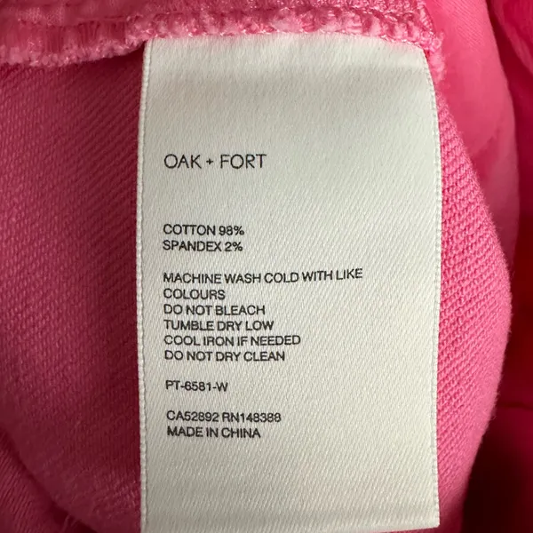 OAK + FORT Cropped Twill‎ Wide Leg Pants Pink S-M Cotton Stretch - Image 9