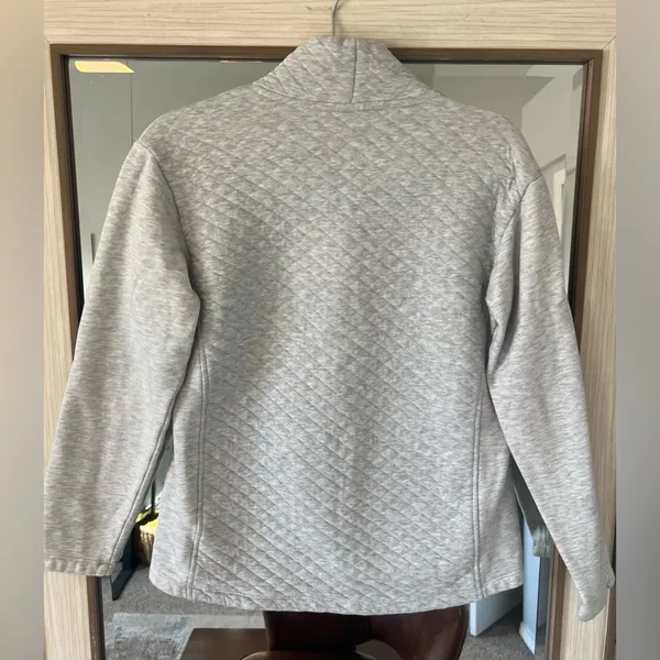L.L. Bean Women's Quilted Sweatshirt Pullover, Funnelneck Grey w/ Pockets sz XS Gray - Image 5