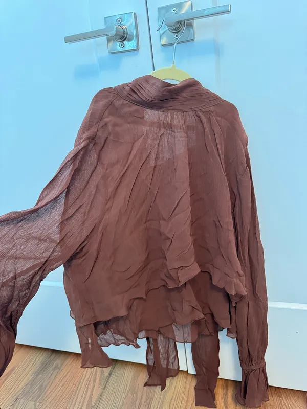 MANGO RUFFLED HIGH-NECK BLOUSE NEW WITH TAGS - Image 4