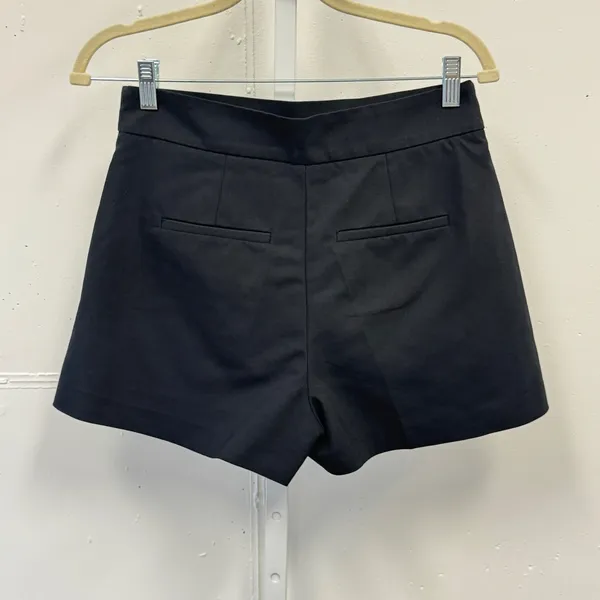 Zara Tailored High Waisted Shorts Side Zip Cotton Blend Small 1205/049/800 Black - Image 2