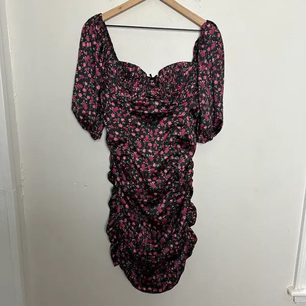 For Love & Lemons - Black Melrose Cocktail Satin Bodycon Mini Dress - Image 3
