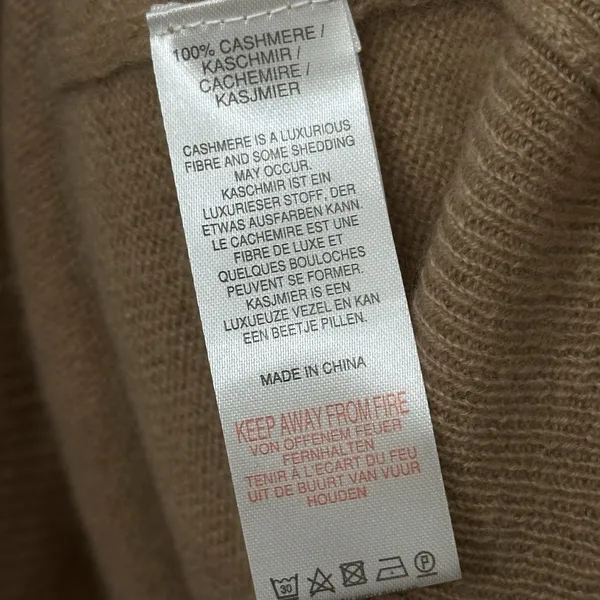 CRUSH‎ Luxe Plush Ultra Soft 100% Cashmere V Neck Cozy Sweater Sz 3 Large Tan - Image 5