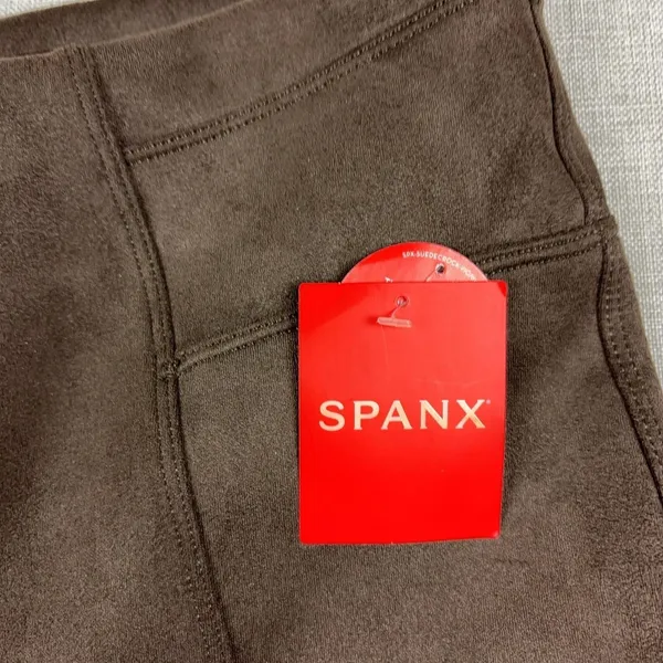 Spanx Faux Suede Leggings Womens Small Brown High Rise Ankle Shaping Pants - Image 4
