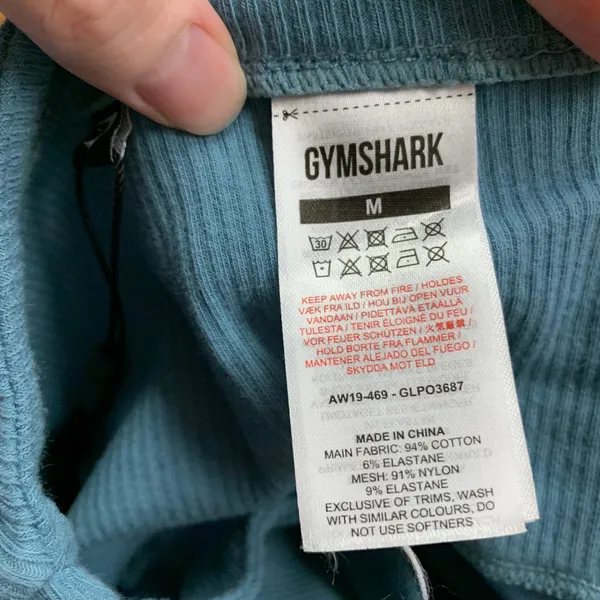 Gymshark Ribbed Long Sleeve Top Womens Size Medium‎ Cutout Thumb Hole Athletic - Image 5