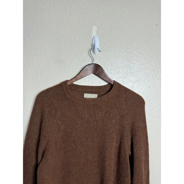 Everlane 100% Cashmere Rib Round Crew Sweater Womans M Brown Relaxed - Image 4