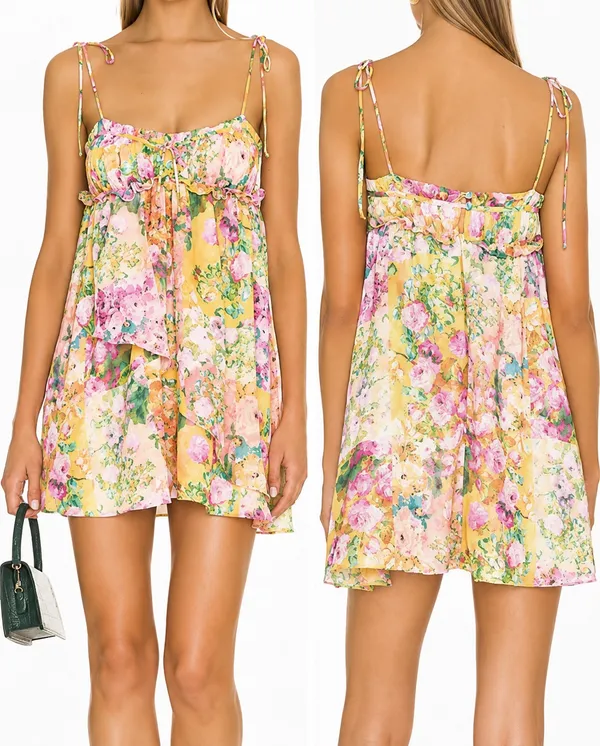 Summer Floral Boho Dresses for Women Spaghetti Straps Beach Dress Ruffle - Image 2