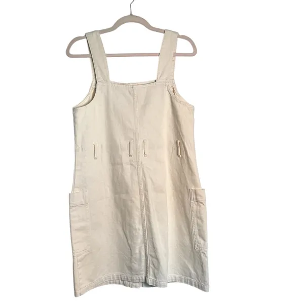 H and M White Cream‎ Denim 100% Cotton Mini Dress Romper size 6 - Image 3