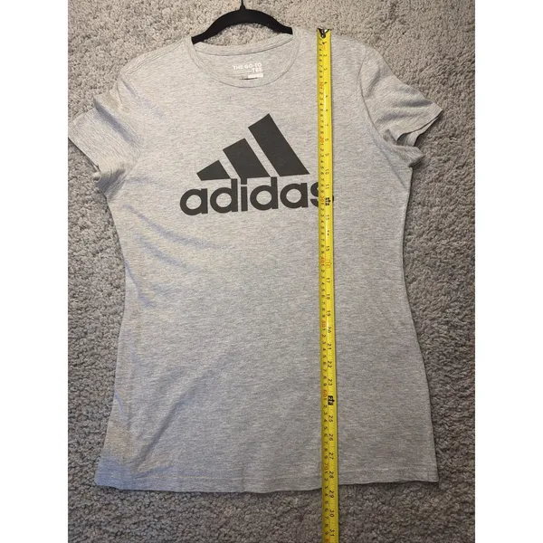 Adidas The Go-To Tee Womens L Gray Graphic Logo Short Sleeve T-Shirt - Image 4