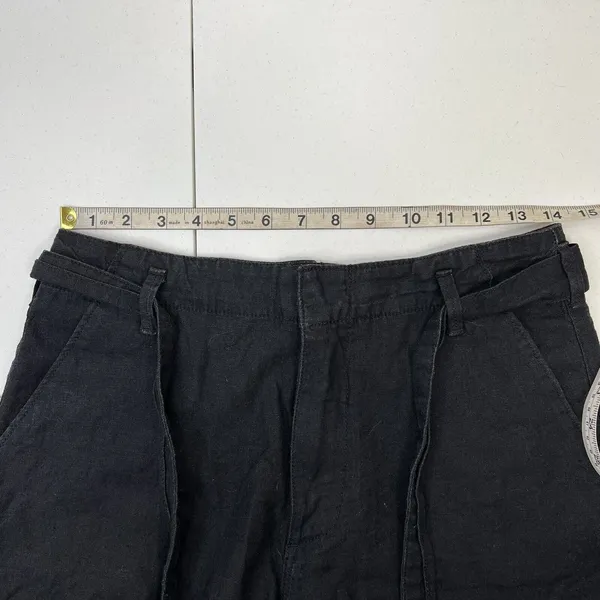 Abercrombie & Fitch S Shorts Black Linen Blend Tie Waist Casual Summer Cuffed - Image 12