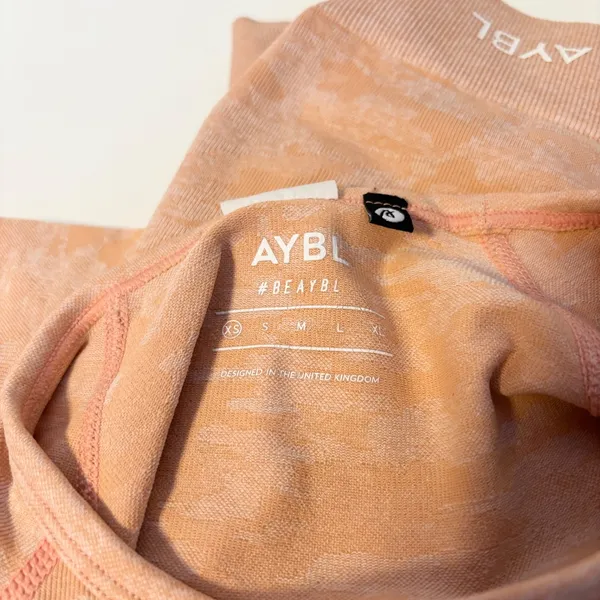 AYBL High Neck Long Sleeve Active Wear Workout Crop Top Light Orange Womens XS - Image 3