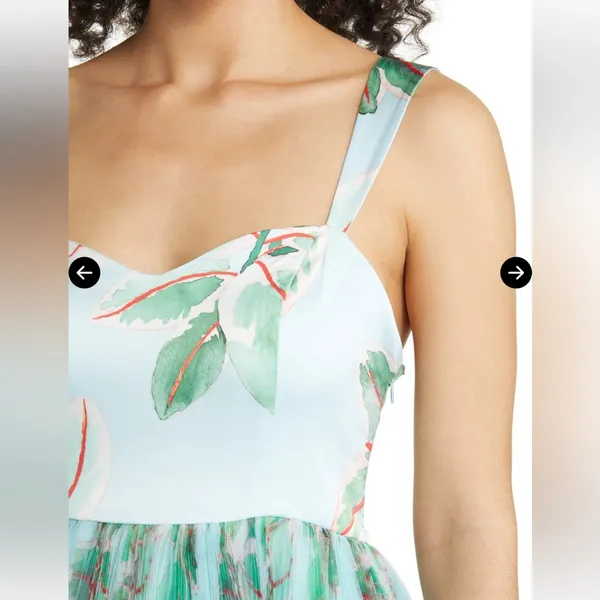 HUTCH Anthropologie Mariah Floral‎ Pleated Tulle Maxi Blue Dress Sz 2 - Image 5