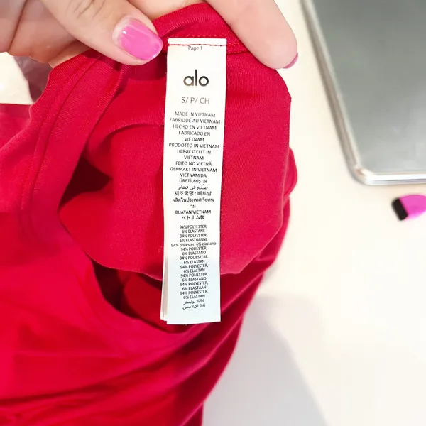 Alo Alosoft Crop Finesse Long Sleeve Top Bold Red Small - Image 3