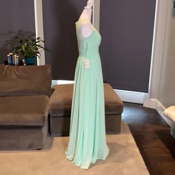 Women’s Green Full Length Sleeveless Chiffon Bridesmaid Formal Dress Size 4 NWT - Image 6