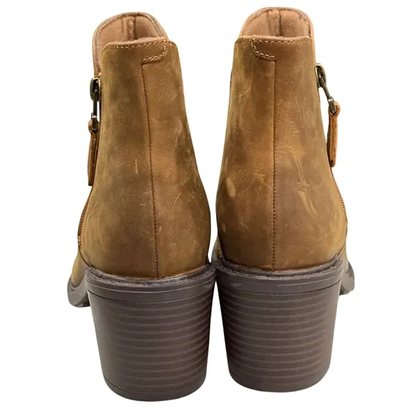 Clarks Scene Zip Ankle Boots Womens 8 Brown Waxy Leather Block Heel Rustic Chic - Image 8