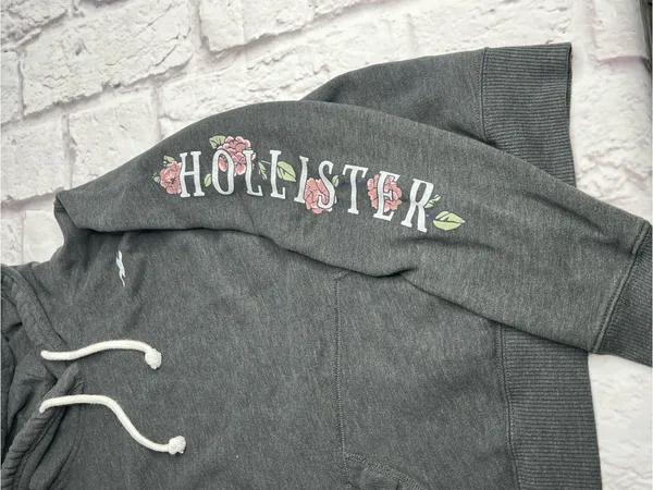 Hollister pullover hoodie sweatshirt gray size large - Image 3