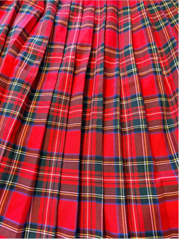 Vintage France Pleated Tartan A-Line Skirt Women's Size S Red Plaid - Image 4
