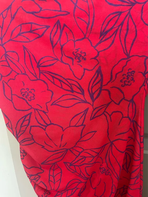 Red floral strapless mini dress - Image 4