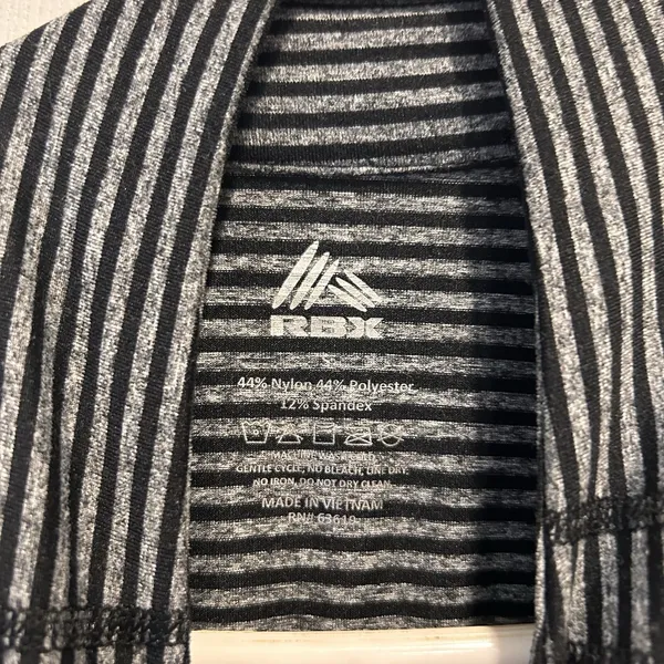 RBX Womens Black‎ Gray Striped Full Zip Athletic Jacket Thumbholes S Activewear - Image 8