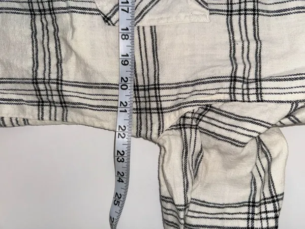 Maurices Cabin Plaid Boyfriend Button Down Shirt White Black Oversized - Image 9