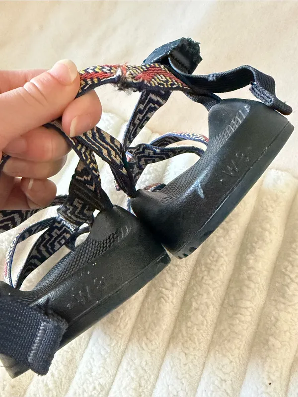 Chacos Women's Black Sandals with Multicolor Geometric Straps - Image 7