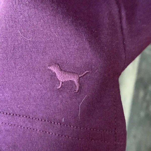 NWOT PINK Victoria’s Secret Maroon Tee Raw Edge Hem 100% Cotton Size Large - Image 4